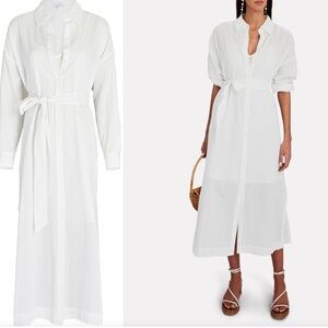 BeachClub Intermix White Cotton Shirt Dress Long Button Front, Size M